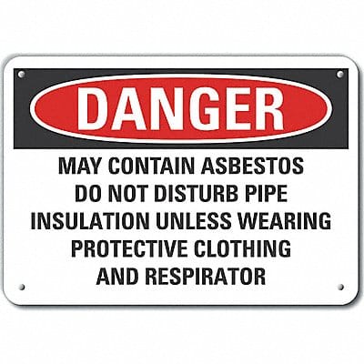 Alum Asbestos Danger Sign 10x14in Alum