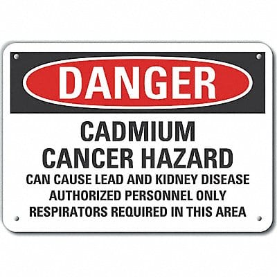 Alum Cadmium Danger Sign 10x14in Alum