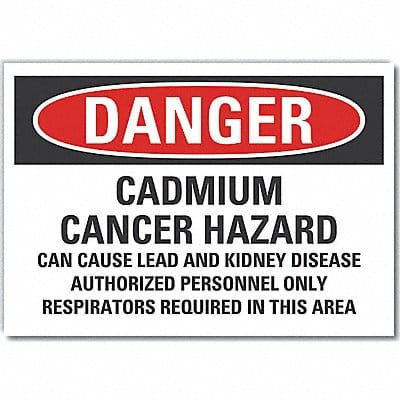 Cadmium Danger Label 7inx10in Polyester