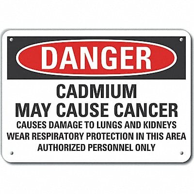 Alum Cadmium Danger Sign 10x14in Alum