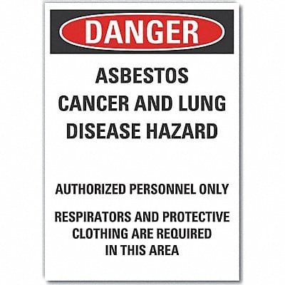 Asbestos Danger Label 10 in x 7 in