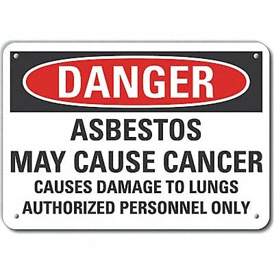 Rflct Asbestos Danger Sign 10x14in Alum