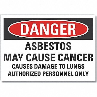 Asbestos Danger Rflctv Label 5inx7in