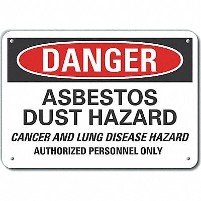 Alum Asbestos Danger Sign 7x10in Alum