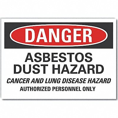 Asbestos Danger Label 10 in x 14 in