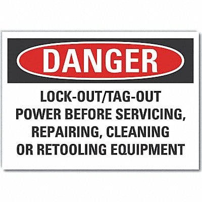 Lockout Tagout DangerLbl 7x10in Polyest