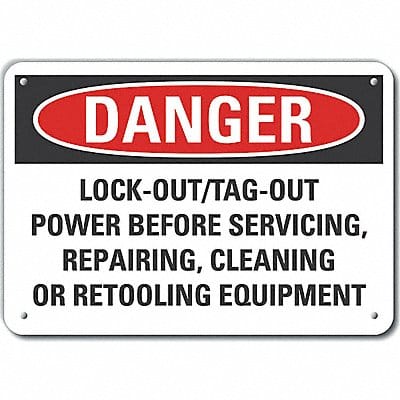 Rflct Lockout Tagout Danger Sign 10x14in