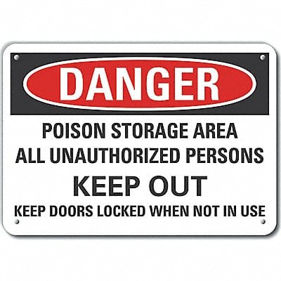 Alum Poison Danger Sign 7x10in Alum