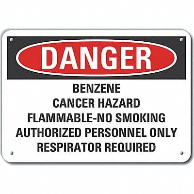 Benzene Danger Sign 10inx14in Aluminum