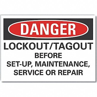 Lockout Tagout Danger Rflct Lbl 7x10in