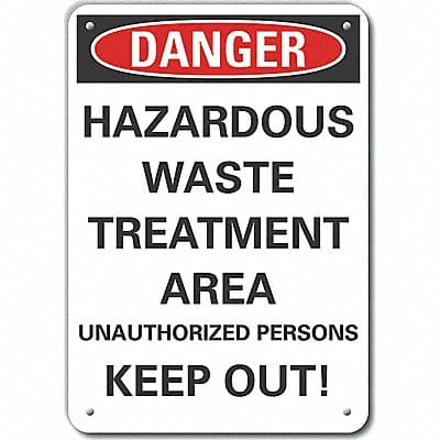 Alum Hazardous Waste Danger Sign 10x7in