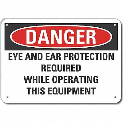 Alum Eye Ear Danger Sign 7x10in Alum