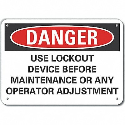 Lockout Tagout Danger Sign 10x14in Alum