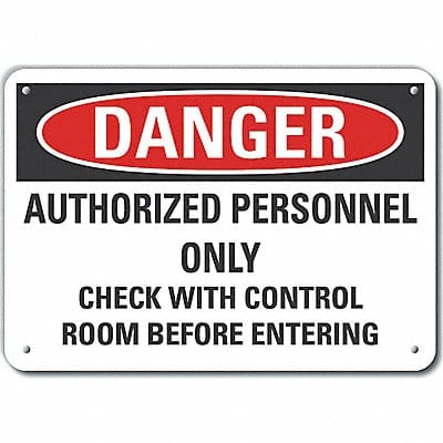 Auth Personnel Danger Sign 10x14in Alum