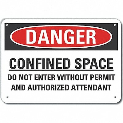 Confined Space Danger Sign 10x14in Alum