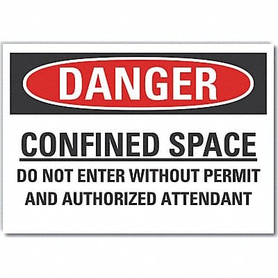 Confined Space DangerLbl 10x14in Polyest