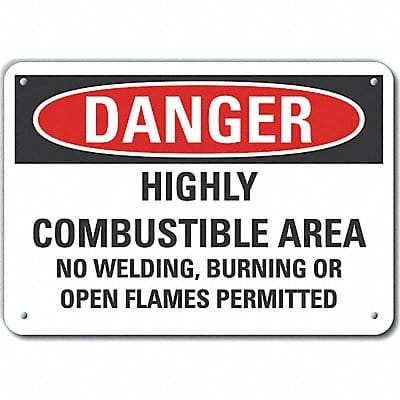 Alum Combustible Area Danger Sign 7x10in