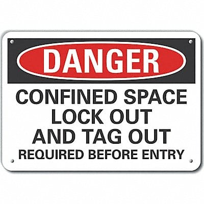 Confined Space Danger Sign 10x14in Alum