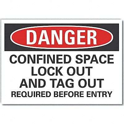 Confined Space Danger Rflctv Labl 7x10in