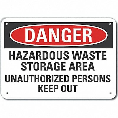 Rflctv Hzrdous Waste Danger Sign 10x14in