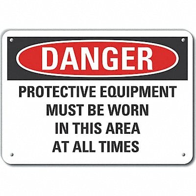 Alum PPE Danger Sign 10x14in Alum