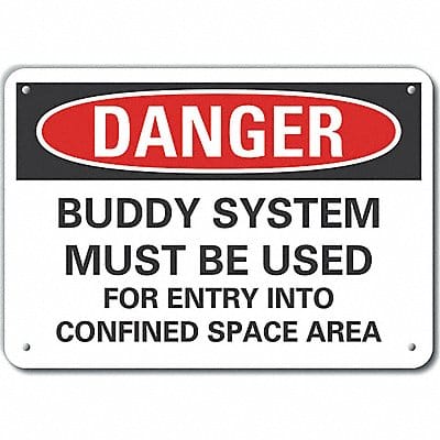 Confined Space Danger Sign 10x14in Alum