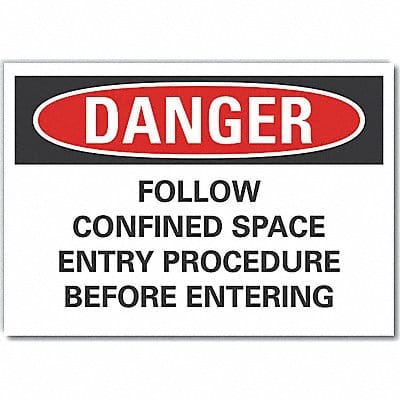 Confined Space Danger Rflctv Label 5x7in