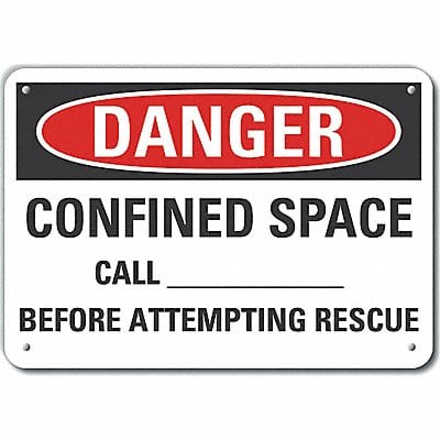 Rflct Confined Space Danger Sign 7x10in