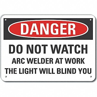 Welding Danger Sign 10inx14in Aluminum