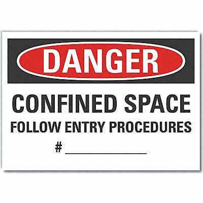 Confined Space Danger Rflct Lbl 3.5x5in