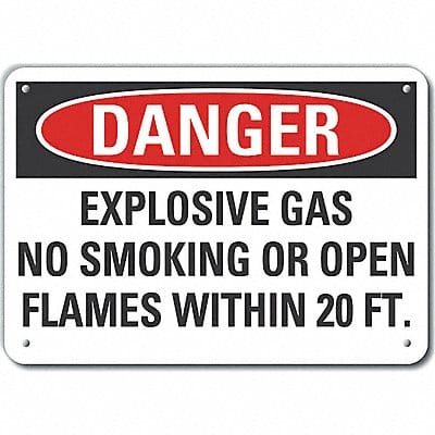 Alum No Smoking Danger Sign 10x14in Alum