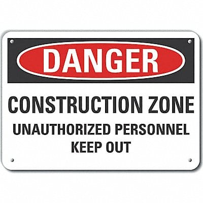 Alum Construct Area Danger Sign 7x10in