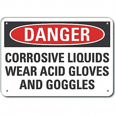 Rflct Corrosive Mtrl Danger Sign 7x10in