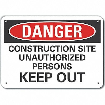 Alum Construct Area Danger Sign 7x10in