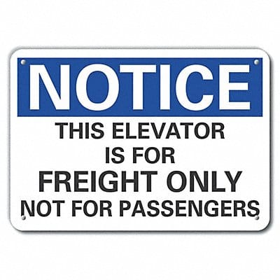 Elevator Hzrd Notice Sign 7x10in Plastic