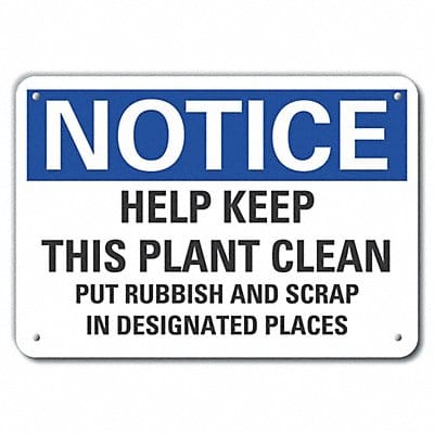 Plastic Cleaning Notice Sign 10x14in