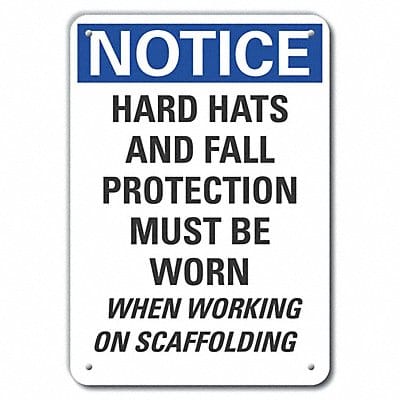 Hard Hat Notice Sign 14x10in Plastic