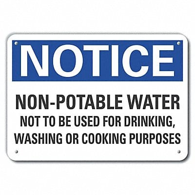 Potable Water Notice Sign 7x10in Plastic