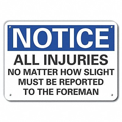 Accident Reporting Notice Sign 10inx14in