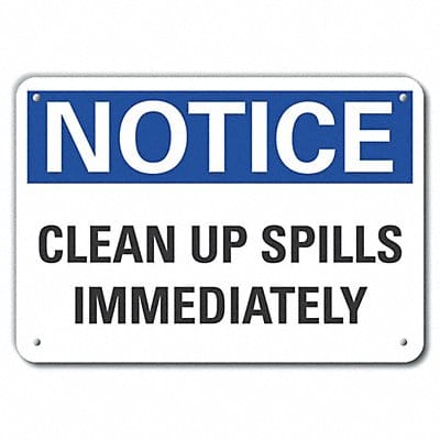 Plastic Spill Control Notice Sign 7x10in