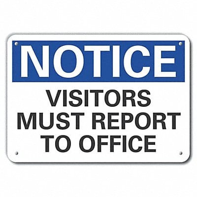 Plastic Visitors Notice Sign 7x10in