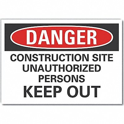 Construction Area Danger Lbl 5x7in