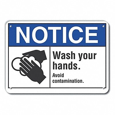 Plastic Wash Hands Notice Sign 7x10in