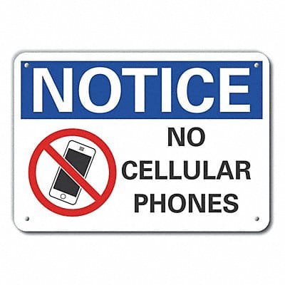 Plastic No Phone Notice Sign 7x10in