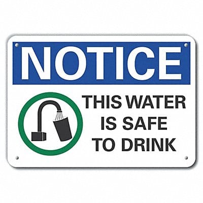 Potable Water Notice Sign 7x10in Plastic