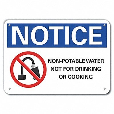 Potable Water Notice Sign 7x10in Plastic