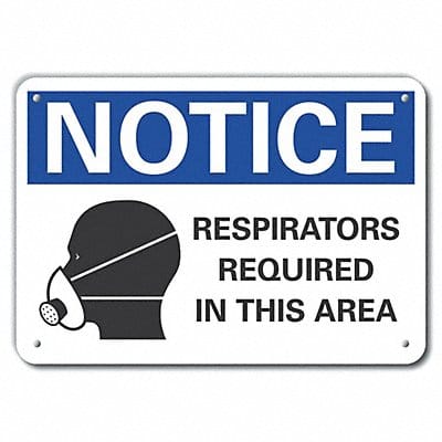 Respirator Required Notice Sign 7x10in