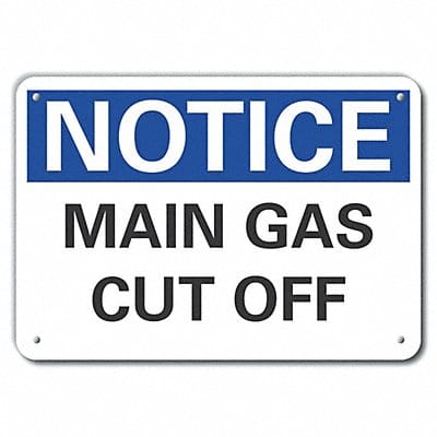 Plastic Gas Cut Off Notice Sign 10x14in