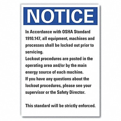 Lockout Tagout Notice Rflct Lbl 5x3.5in