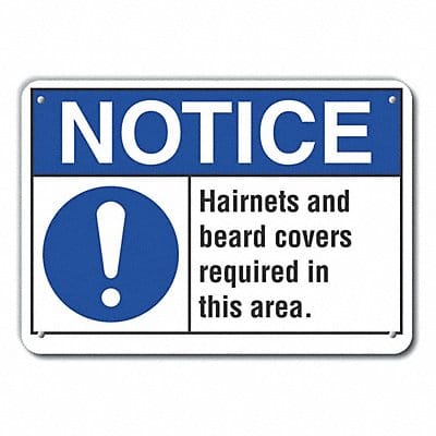 Plastic Hair Coverage Notice Sign 7x10in